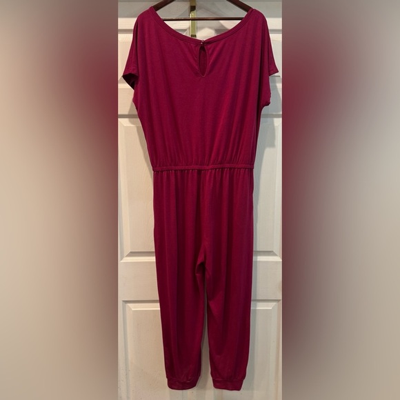PRETTYGARDEN Women's Short Sleeve Drawstring Jumpsuit Plum Size XXL - Picture 2 of 8